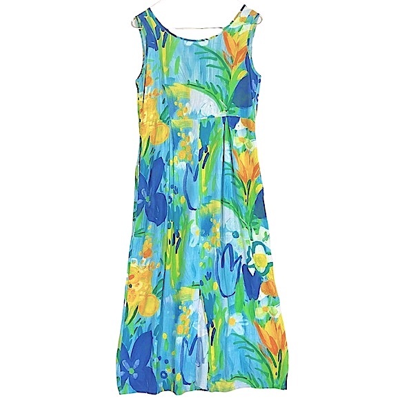 VINTAGE JANICE Jams World Floral “Wonderland” Art Print Midi Tank Sheath Dress - Picture 5 of 9